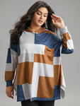 Colorblock Contrast Hooded Drop Shoulder Sweatshirt