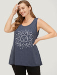 Sun Print High Low Hem Tank Top