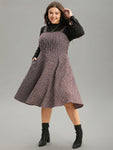 Contrast Trim Pocketed Tweed Dress