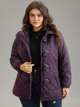 Quilted Duffle Button Hooded Pocket Cotton Jacket