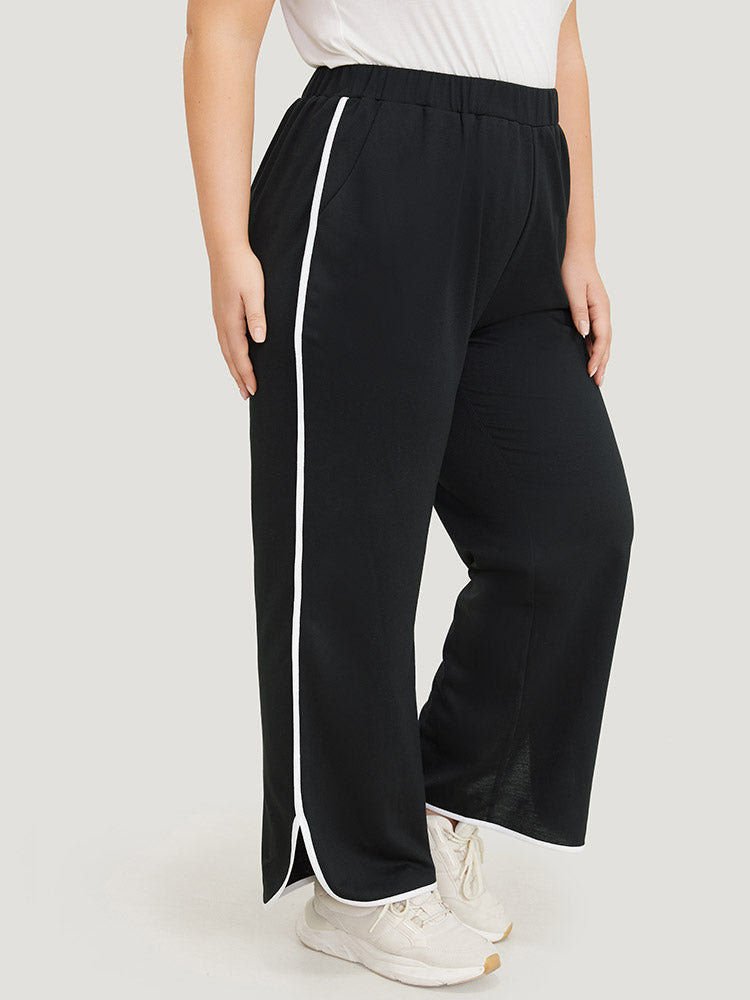 

Contrast Pocket Seam Detail Split Hem Sweatpants BloomChic, Black