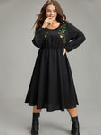 Pocketed Embroidered Dress by Bloomchic Limited