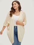 Solid Batwing Sleeve Cut Out Open Front Cardigan