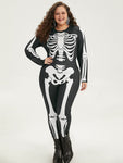 Halloween Skull Print Skinny Crew Neck Jumpsuit