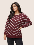 Striped Drop Shoulder Loose Knit Pullover