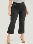 Bootcut Slightly Stretchy High Rise Black Wash Cropped Jeans