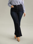 Straight Leg Dark Wash Patched Pocket Jeans