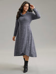 Plain Funnel Neck Heather Arc Hem Dress