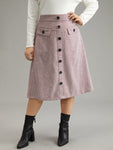 Textured Button Detail Cropped Skirt