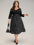 Elasticized Waistline Pocketed Plaid Print Dress