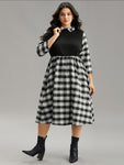 Collared Plaid Print Dress by Bloomchic Limited