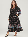 Pocketed Wrap Paisley Print Maxi Dress