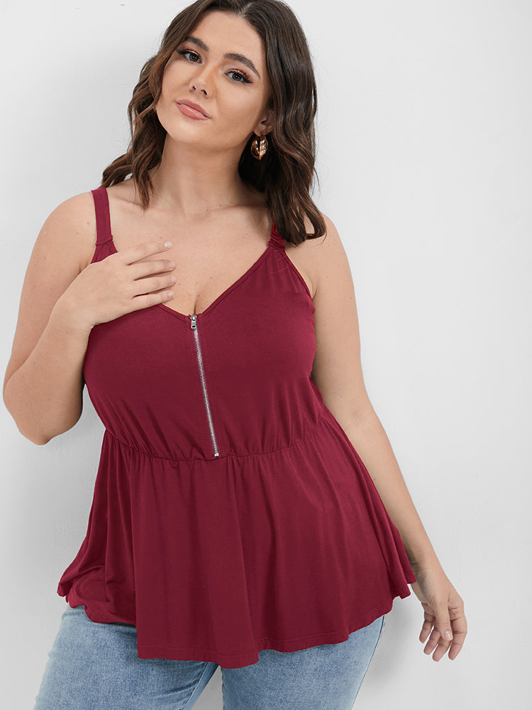 

Plus Size Women Going out Plain Plain Sleeveless Spaghetti Strap Glamour Tank Tops Camis BloomChic, Burgundy