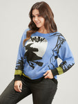 Halloween Contrast Pointelle Knit Jacquard Knit Top