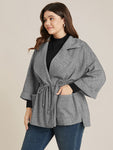 Chevron Pattern Pocket Split Hem Drawstring Coat