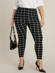 Plaid Printed Elastic Waist Skinny Pants