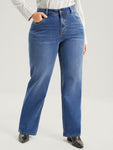 Straight Moderately Stretchy High Rise Dark Wash Sculpt Waist Jeans