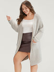 Geometric Super Soft Plush Knit Pocket Open Front Cardigan