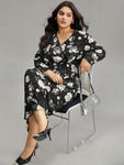 Elasticized Waistline Wrap Pocketed Floral Print Dress