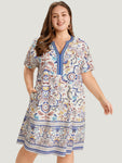 Dolman Sleeves General Print Pocketed Dress by Bloomchic Limited