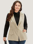 Anti wrinkle Plain Suit Collar Pocket Sleeveless Blazer