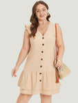 Cap Sleeves Dress With Ruffles