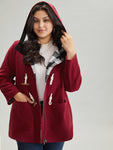 Plaid Patchwork Hooded Duffle Button Coat