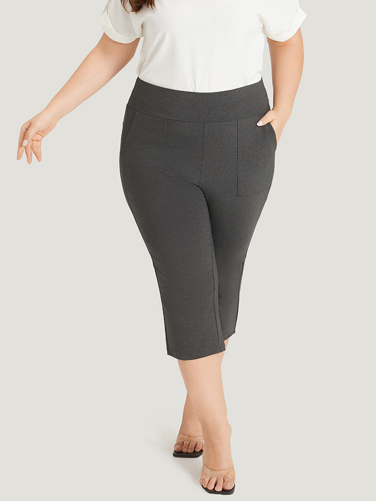 

Plus Size Women Dailywear Plain Pocket Very Stretchy Skinny High Rise Pocket Elegance Leggings BloomChic, Dim gray