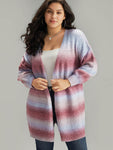 Ombre Elastic Cuffs Open Front Cardigan