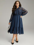 Collared Lace Dress With Ruffles