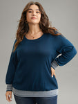 Round Neck Shirred Contrast Raglan Sleeve T shirt