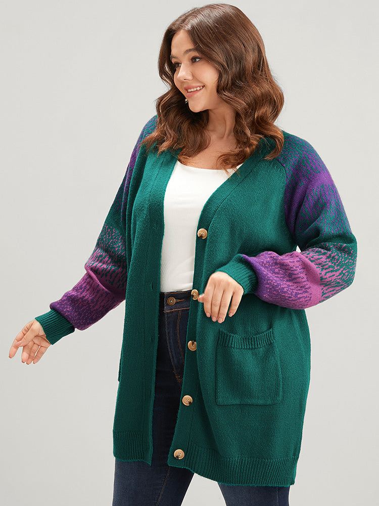 

Ombre Pointelle Knit Raglan Sleeve Pocket Button Front Cardigan BloomChic, Cyan