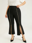 Split Front Contrast Webbing Bootcut Pants