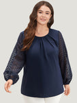 Anti wrinkle Patchwork Mesh Pleated Blouse