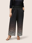 Ombre Leopard Shirred Elastic Waist Pants