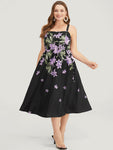 Spaghetti Strap Pocketed Floral Print Dress With Ruffles