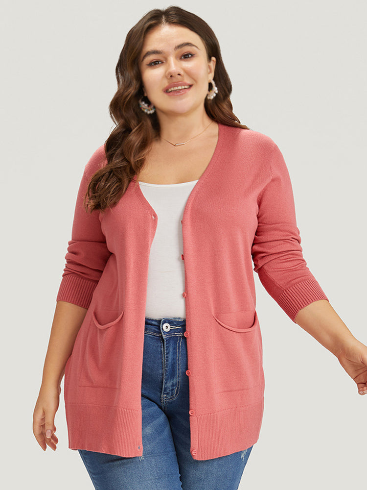 

Supersoft Essentials Solid Button Down Patched Pocket Cardigan BloomChic, Russet