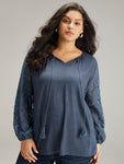 Plain Guipure Lace Tassel T shirt