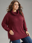 Anti pilling Cable Knit Turtle Neck Patchwork Pullover