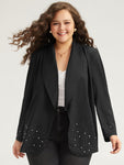 Halloween Plain Rhinestone Lapel Collar Blazer