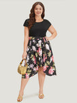 Belted Pocketed Floral Print Dress