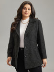 Tweed Belted Lapel Collar Button Up Coat