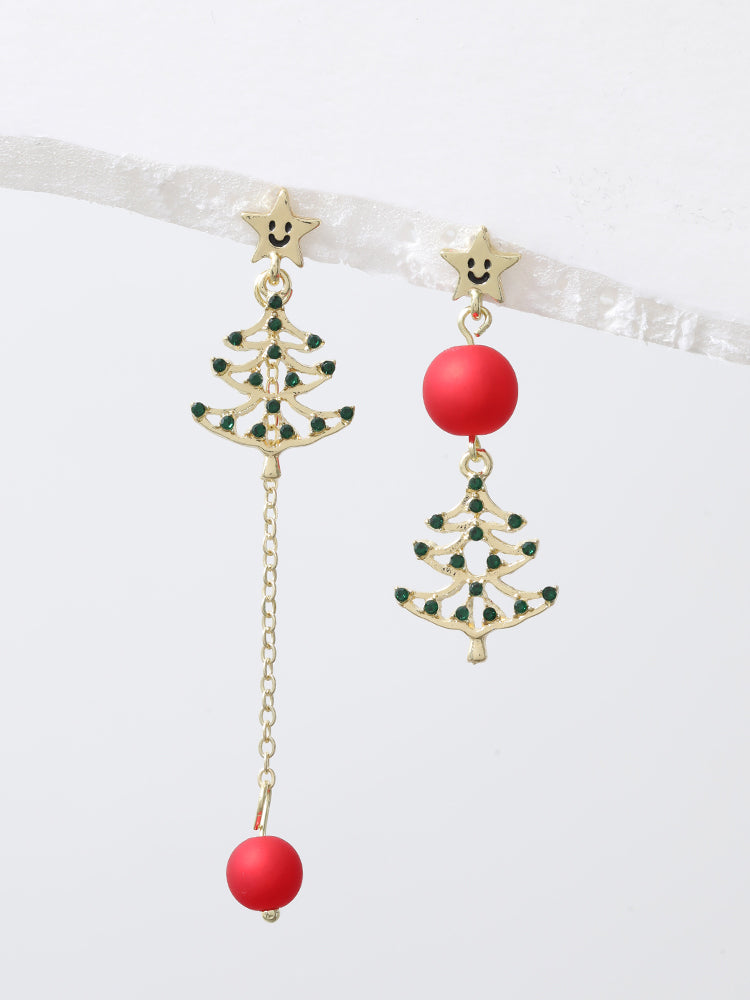

Plus Size Earrings | 925 Silver Needle Star Christmas Tree Long & Short Earrings | BloomChic, Multicolor