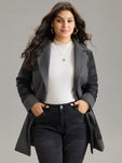 Padded Patchwork Tweed Belted Lapel Collar Coat
