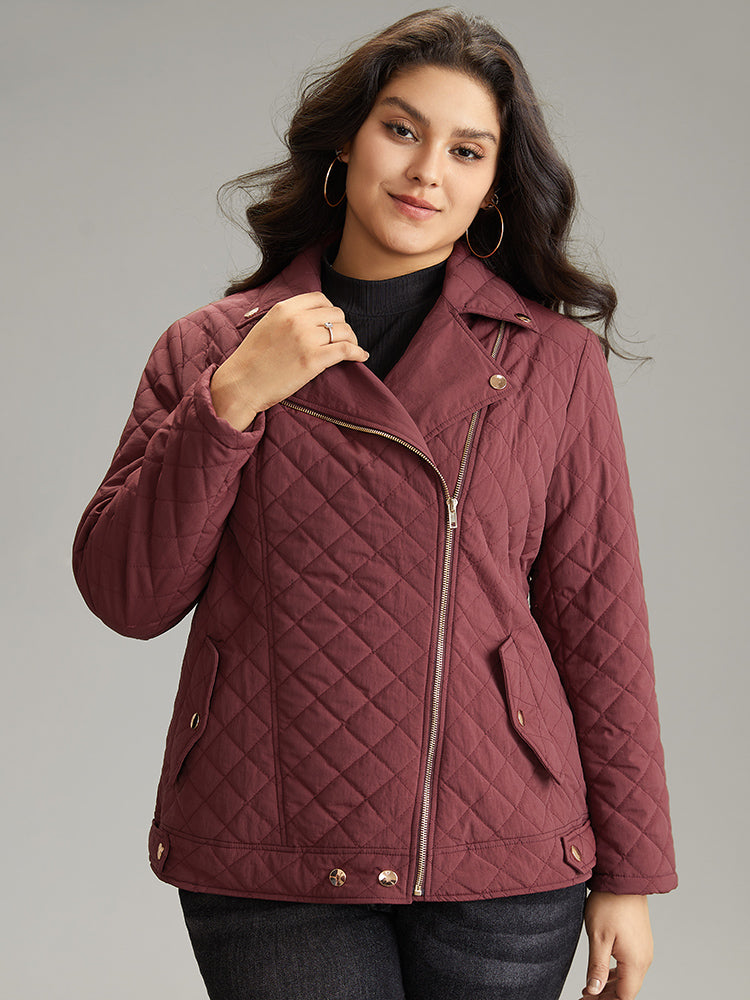 

Plus Size Women Dailywear Plain Lined Pocket Casual Jackets BloomChic, Burgundy