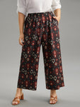 Moroccan Print Elastic Waist Wide Leg Pants