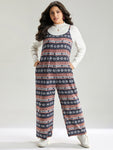Snowflake Graphic Pocket Overall Cami Jumpsuit