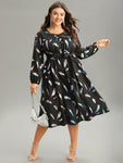 Elasticized Waistline General Print Pocketed Glittering Dress