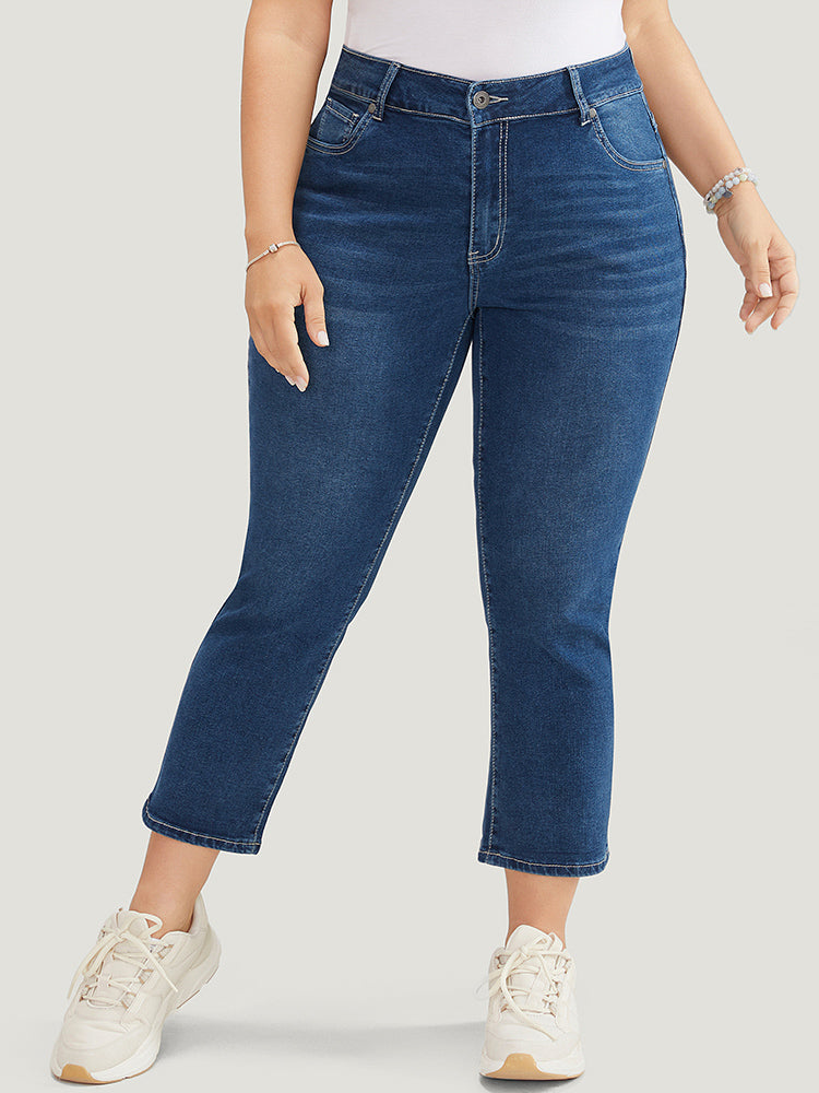 

Plus Size Women Dailywear Moderately Stretchy Skinny Dark Wash Casual Jeans BloomChic, Dark blue