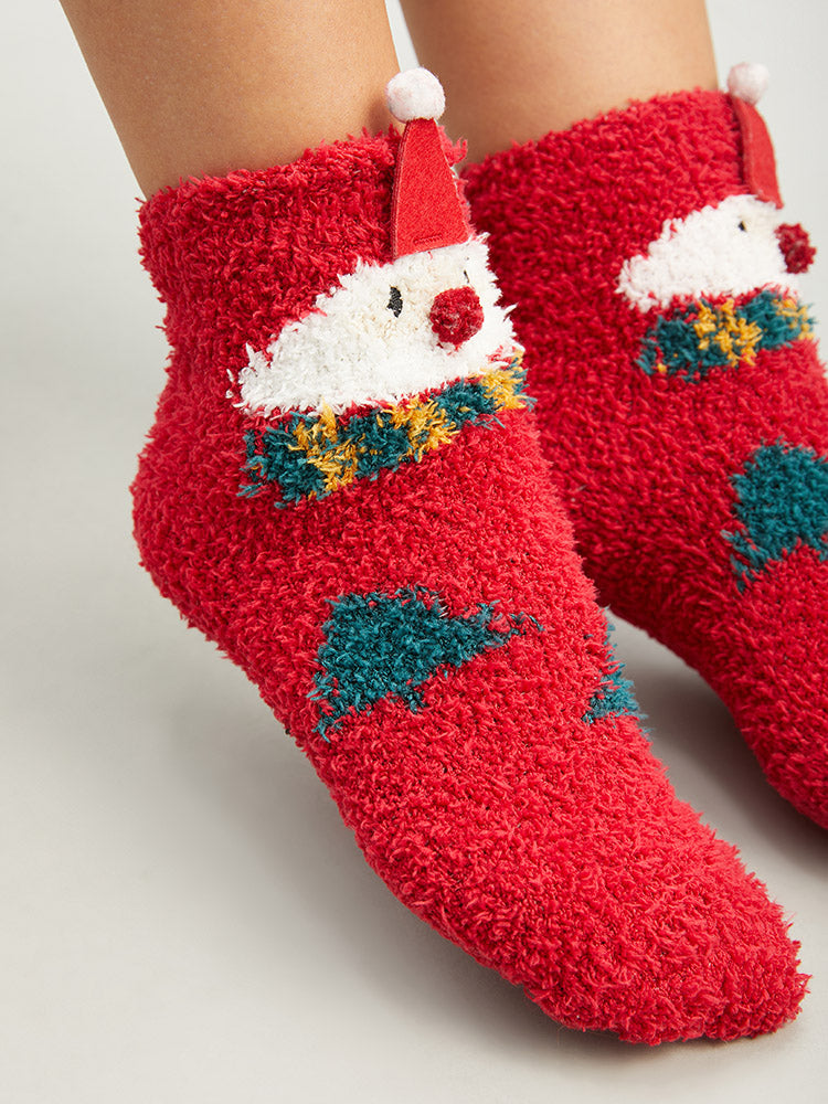 

Plus Size Socks Tights | Christmas Tree & Snowman Print Fuzzy Socks | BloomChic, Crimson